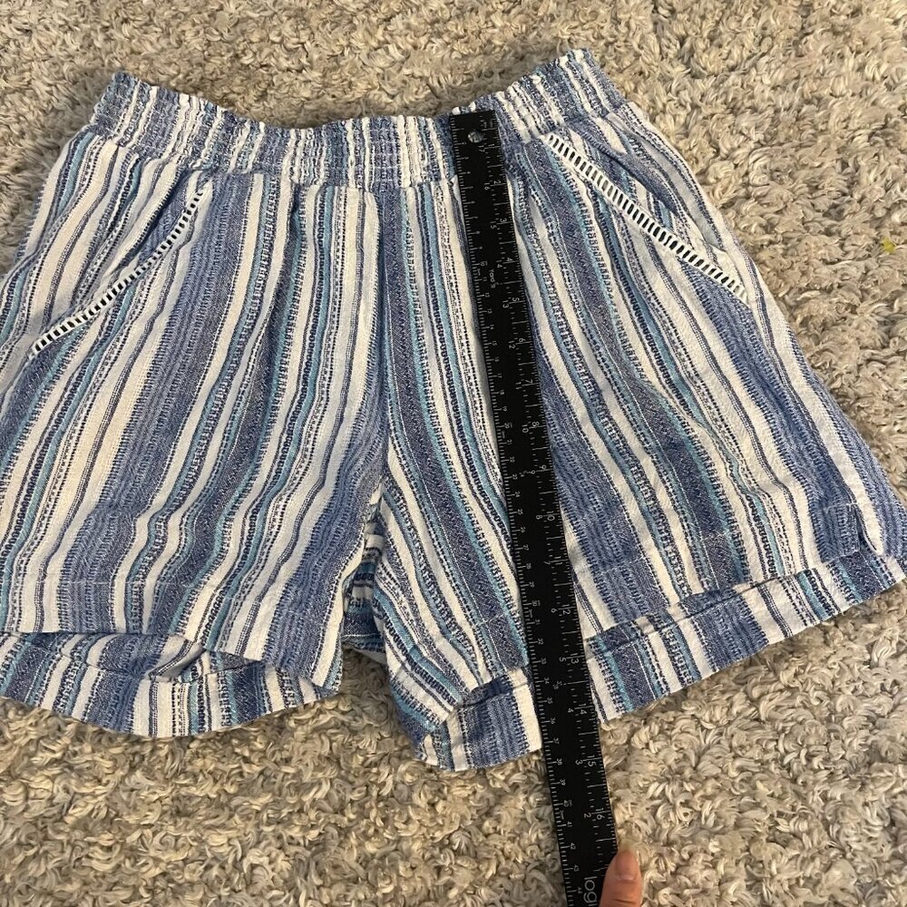 Briggs Blue White Striped Pull On Shorts Size S Textured Summer - Picture 3 of 8